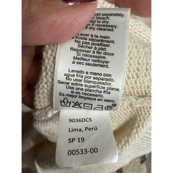 Nation ltd V Neck Short Sleeve Knit Sweater Top Ivory Women's M - Picture 7 of 9